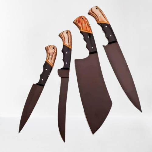 Hand Forged Damascus Chef's Knife Set of 4 pieces