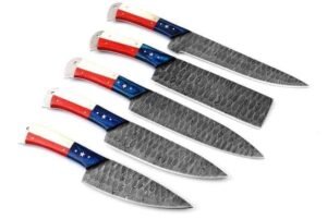 Damoxus Professional 5 Pcs Kitchen Knife Set with Texas Flag Handle