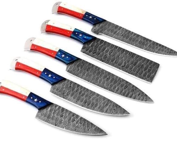 Damoxus Professional 5 Pcs Kitchen Knife Set with Texas Flag Handle