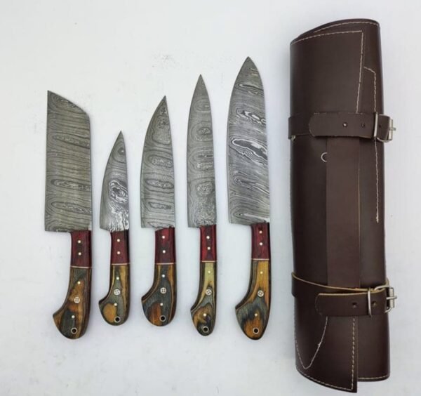 Damoxus Brown Handmade 5 Piece Kitchen Knife Set