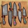 Damoxus Green Handmade 5 Piece Kitchen Knife Set